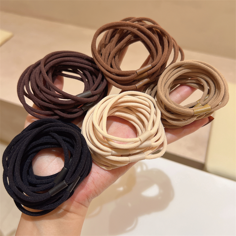 韩版简约奶茶色10条装发圈发绳