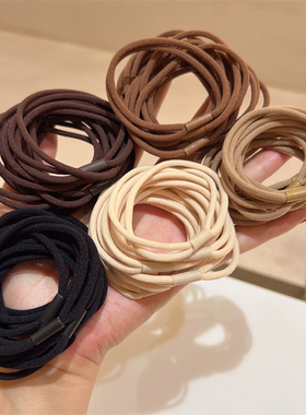 韩版简约基础款弹力发圈纯色奶茶色系列头绳黑色米色发绳百搭皮筋