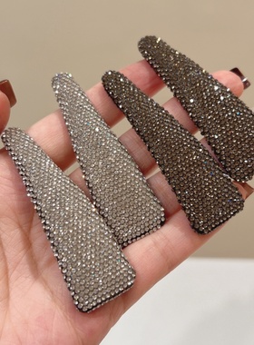 甜酷时尚银白色水钻满钻BB夹韩版时髦少女百搭个性发夹边夹刘海夹