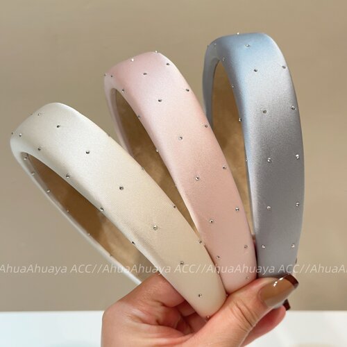 高级感韩系气质粉色蓝色缎面发箍