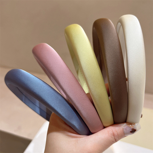 高级感缎面百搭基础法式 粉色蓝色头箍女 纯色海绵发箍网红博主同款