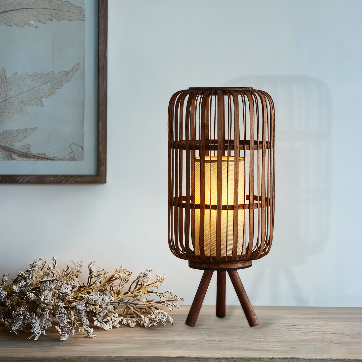 创意个性竹艺台灯复古怀旧茶室艺术装饰灯书房客厅民宿酒店地灯具