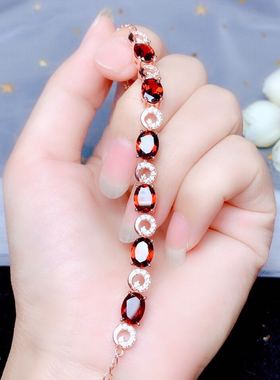 925银莫桑比克酒红色现货手链