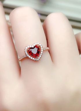 纯银石榴石日韩风七夕情人节礼物