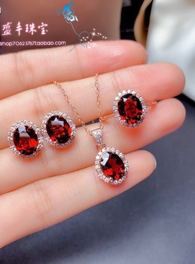 莫桑比克酒红色925银石榴石戒指