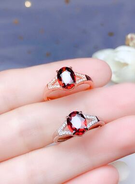 石榴石戒指水晶活口可调节