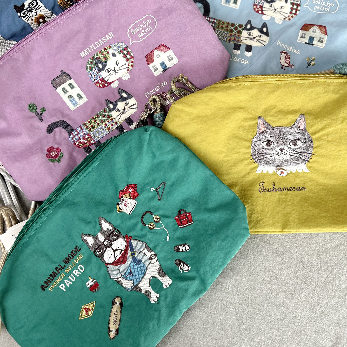 包单肩包kusuguru正品手提包精品刺绣猫咪方包女包学生斜挎包日杂