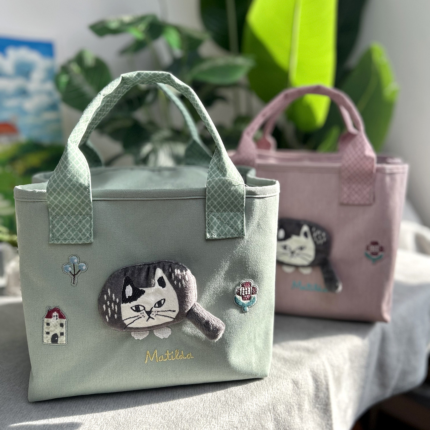 带隔层手提包kusuguru布艺手拎袋实用妈妈包日式女刺绣猫带饭通勤,箱包皮具/热销女包/男包,时尚帆布包,淘宝优惠券,粉丝福利购,淘宝优惠卷