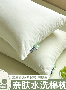 2025新款A类水洗棉枕头套防头油48x74cm家用一对装枕芯内胆套双人