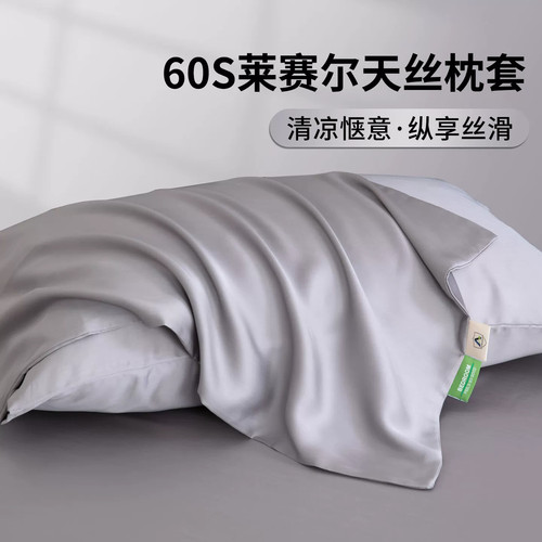 60支莱赛尔天丝枕头套一对装