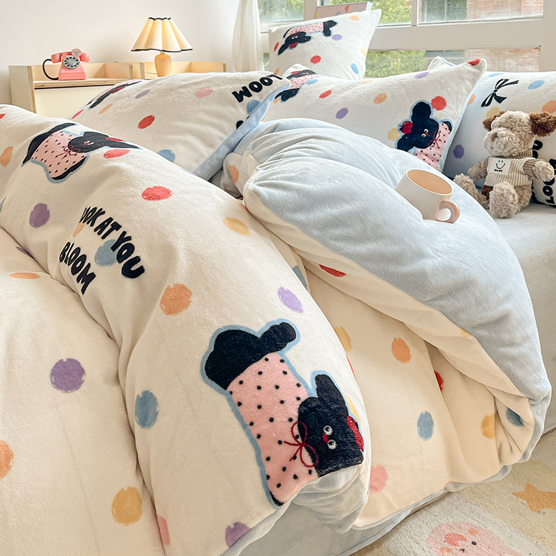 【A级母婴可用】牛奶绒四件套