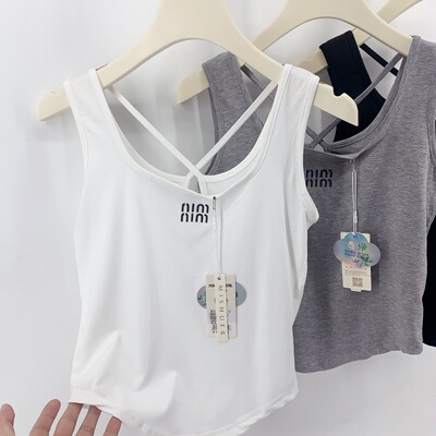 打底背心交叉带宽带不规则中长版