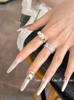 YO MI商店银色麦穗戒指女2026年轻奢高级感小众设计开口尾戒指环