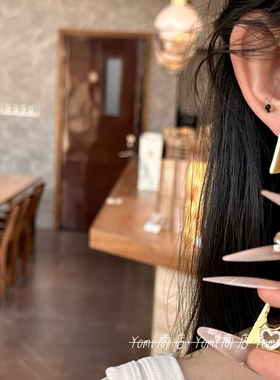 饮品小众设计高级感几何镂空爱心金属耳圈女韩国个性百搭气质耳饰