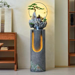 新中式落地流水摆件假山喷泉景观家居客厅办公室酒店会所高档装饰