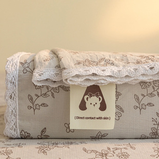 淡雅文艺碎花单件镂空花边床单枕套三件套学生宿舍单人云感纱床罩