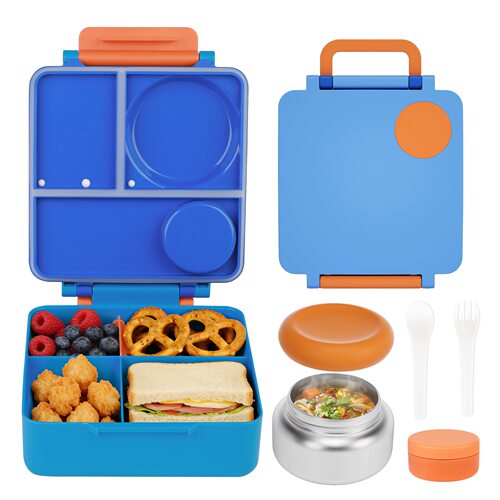 lunchbox儿童饭盒可进微波炉食品级塑料午餐盒带汤盅分格便当盒