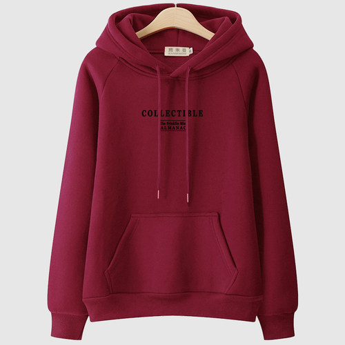 班米曼秋冬加绒卫衣女连帽洋气