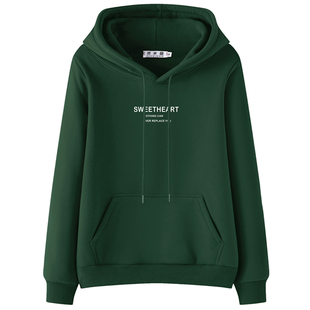 外套 薄款 正肩春秋卫衣女士2025新款 连帽秋冬绿色全棉加厚加绒大码