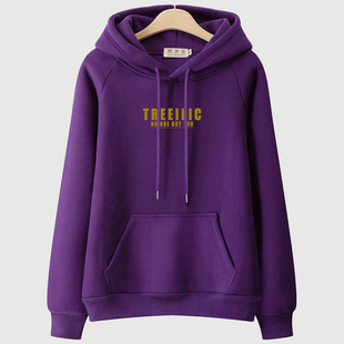 薄款 加绒连帽插肩紫色斜肩纯棉大码 外套 秋冬季 春秋卫衣女2025新款