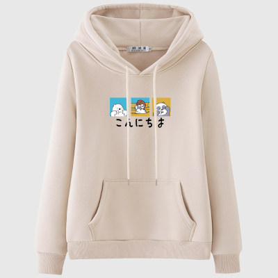 班米曼纯棉小熊卫衣女连帽加绒