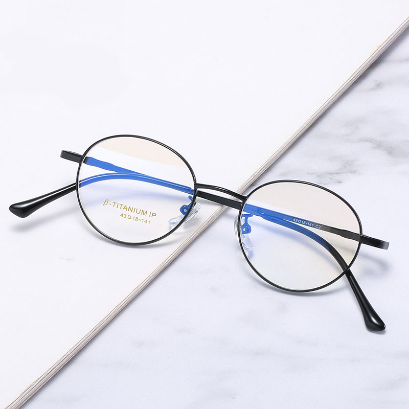 超小码43口18配超高度近视防蓝光椭圆框小脸男女生8克美薄轻眼镜