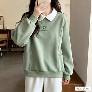秋季哺乳期上衣服外出辣妈穿搭潮妈外穿喂奶卫衣长袖秋装设计感女