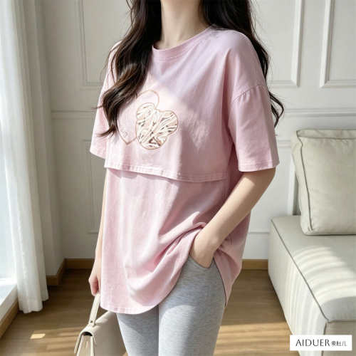 遮屁股哺乳期外出上衣服辣妈夏季可外穿宝妈铺乳夏天半袖T恤薄款