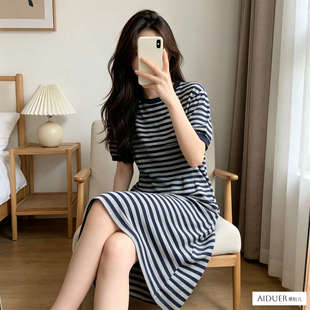 大码胖mm女装哺乳期外出辣妈短袖连衣裙夏季可外穿裙子夏天潮妈女