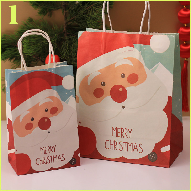 圣诞christmas gift bags with 10 hand-carried kraft paper bag