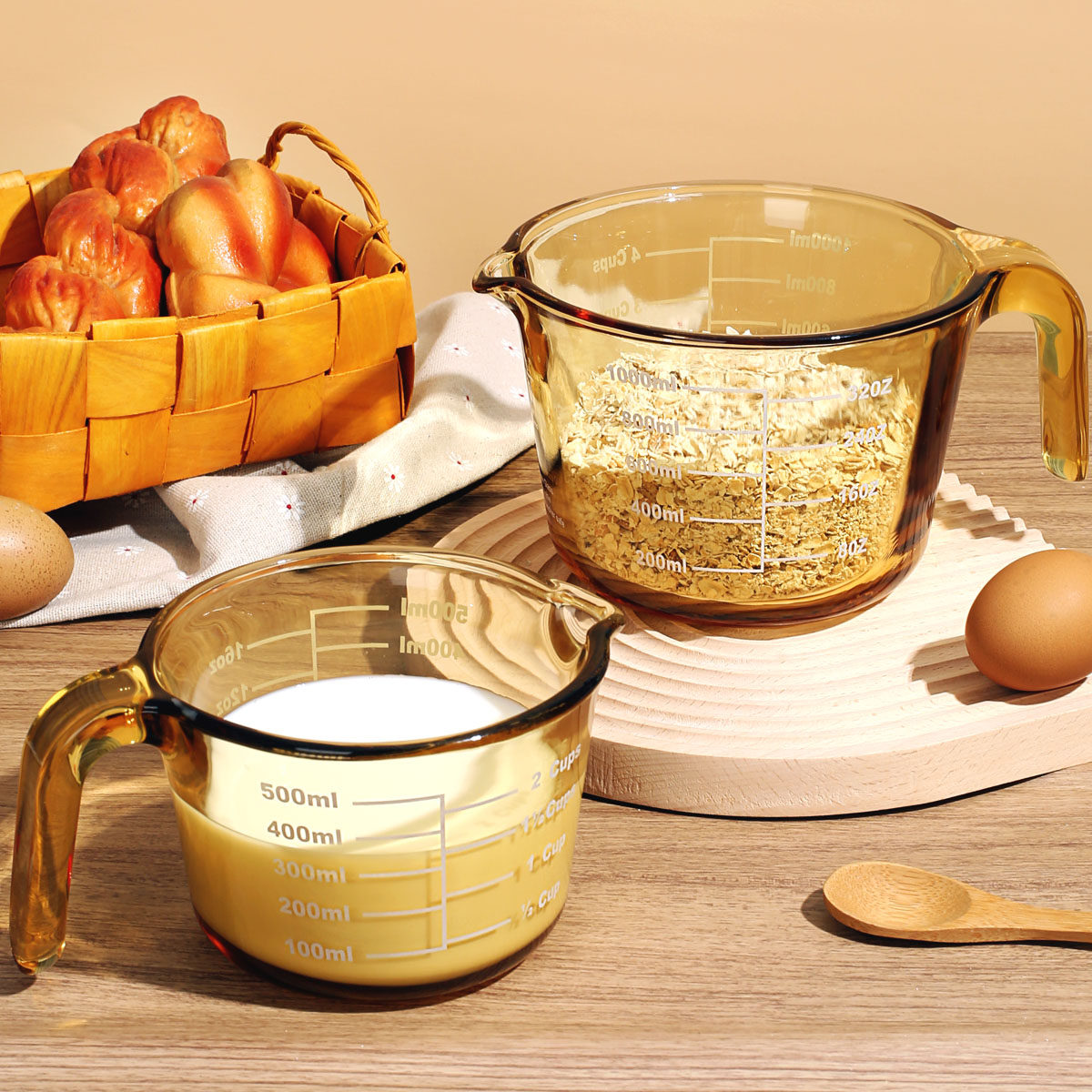 glass measuring cup with scale household kitchen food grade