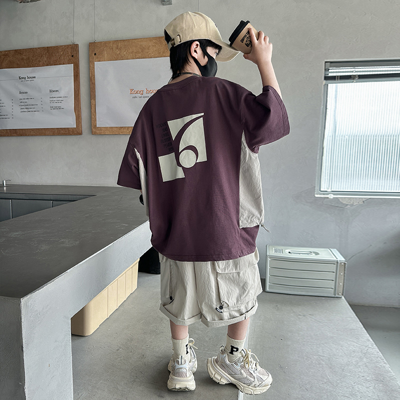 艺术字符6短袖两件套夏季男童