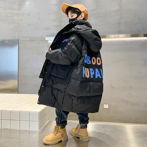 男童羽绒服中长款冬季2023新款儿童冬装加厚外套中大童男孩韩版潮