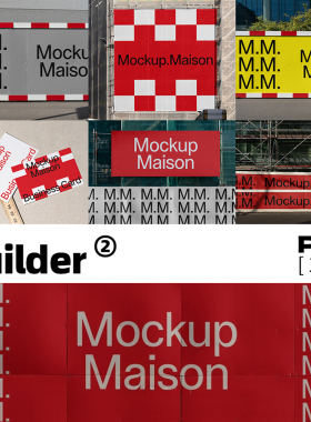 10款建筑VI品牌工地海报围栏广告牌名片设计展示PSD效果图样机