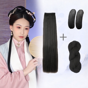 溪亭记假发片汉服仙女造型麻花垫发包直发片古风盘发髻造型组合装