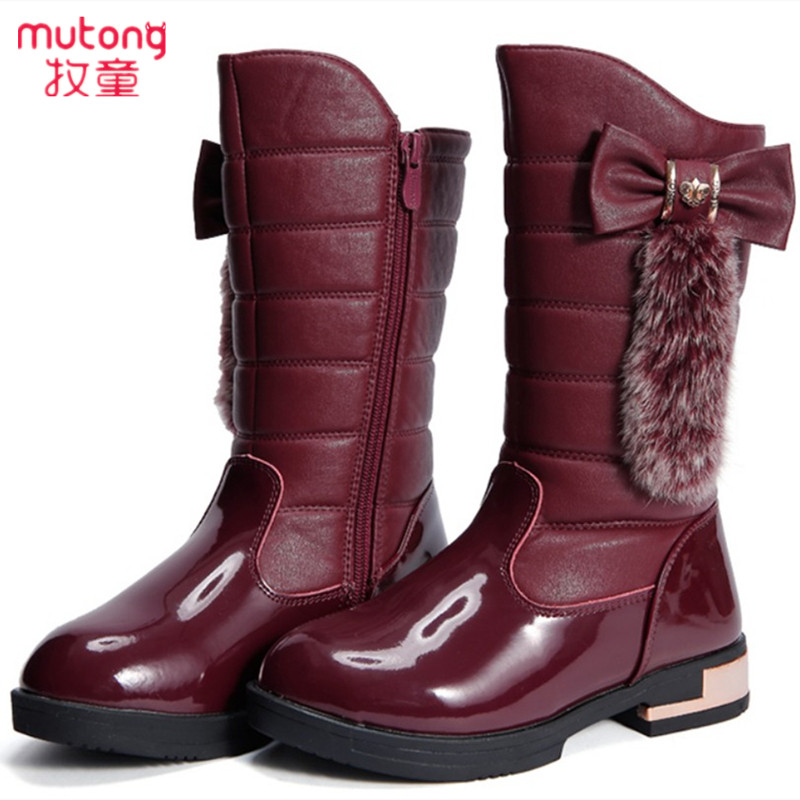 女童长筒靴牧童加绒真皮马丁靴子
