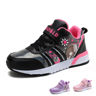 亏本清仓女童运动鞋二棉粉色透气中帮双网面秋冬季潮中大儿童防滑