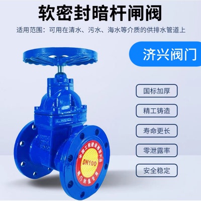 Z45X暗杆闸阀铸铁阀门软密封法兰闸阀消防水阀门开关DN50 100 150