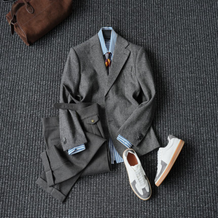 CssuGent那不勒斯皇后高定羊毛混纺西服男复古绅装老钱西装外套潮