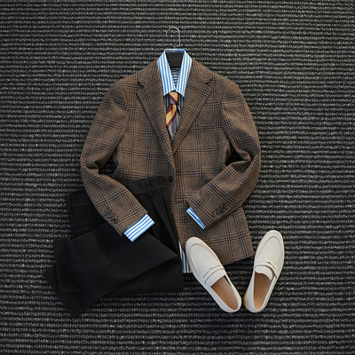 羊毛混纺亲王格西服男绅士