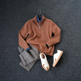 潮 半开高领保暖毛衣男潮流百搭痞帅绅士针织线衫 CssuGent冬季 厚款