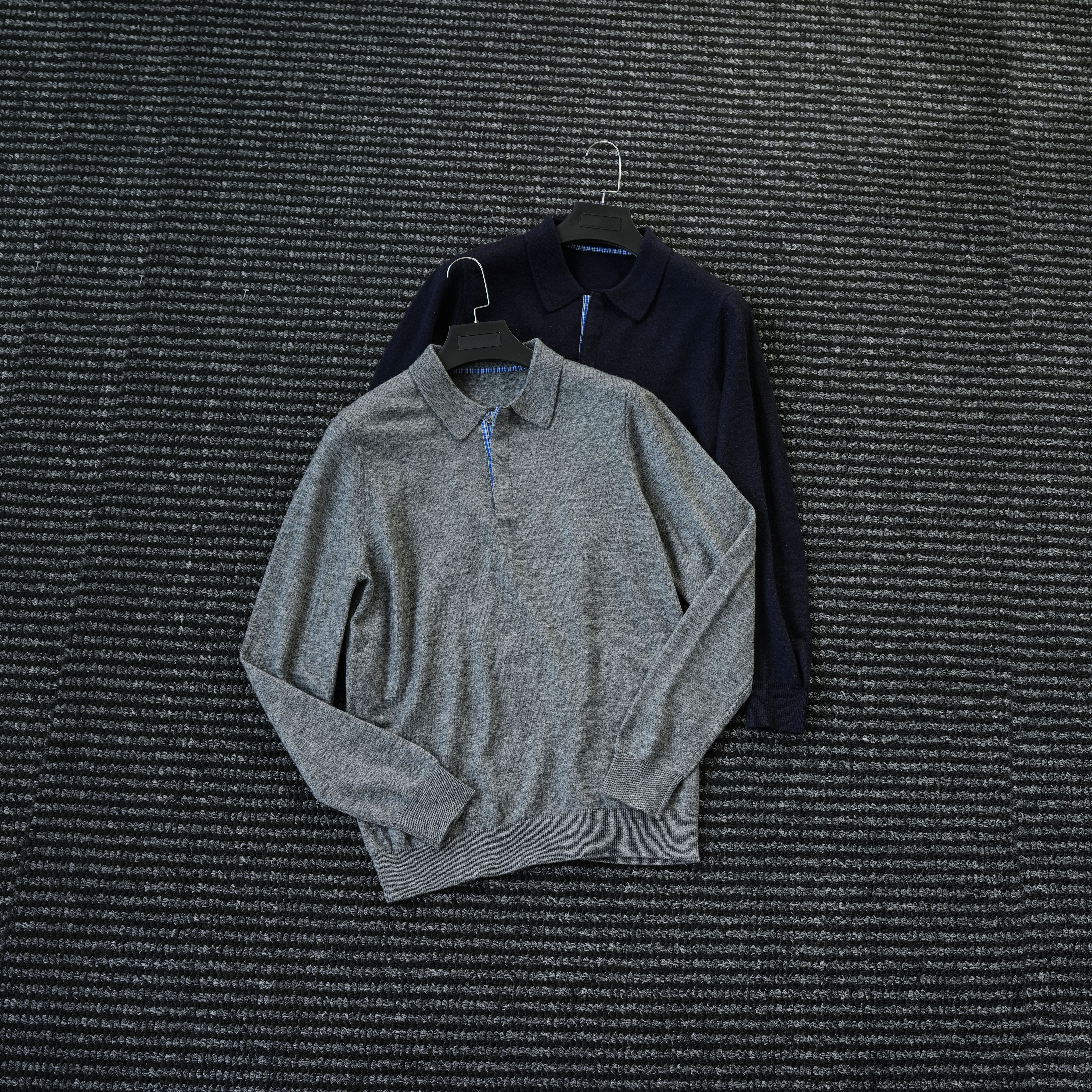 老钱绵羊毛针织POLO衫男