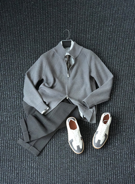 CssuGent秋冬季绵羊毛针织开衫外套男绅士高领保暖黑色毛衣外套潮