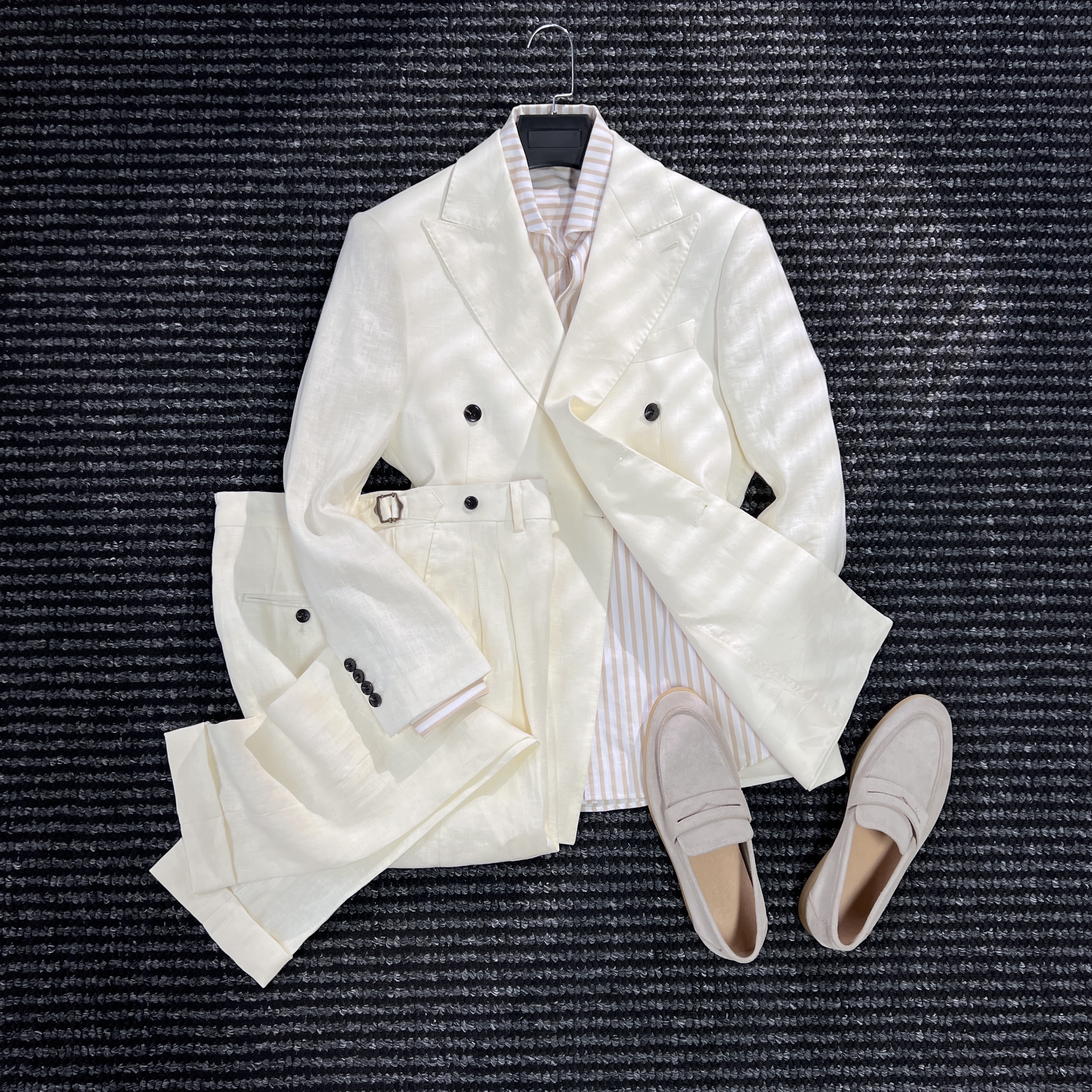 100%亚麻顶奢西服男西装