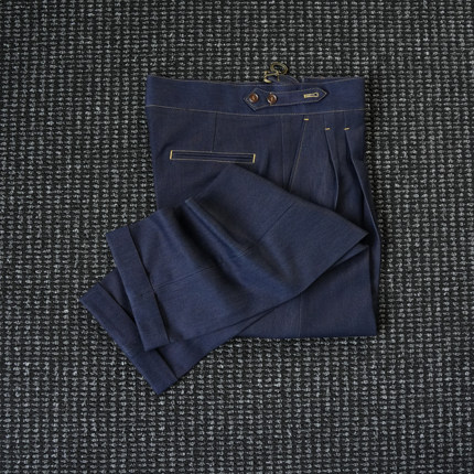 CssuGent绅士优雅那不勒斯皇后高定个性巴黎扣小直筒西裤男商务裤