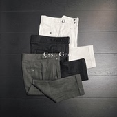 休闲百搭透气九分裤 男士 100%那不勒斯双褶直筒亚麻西裤 高定夏季