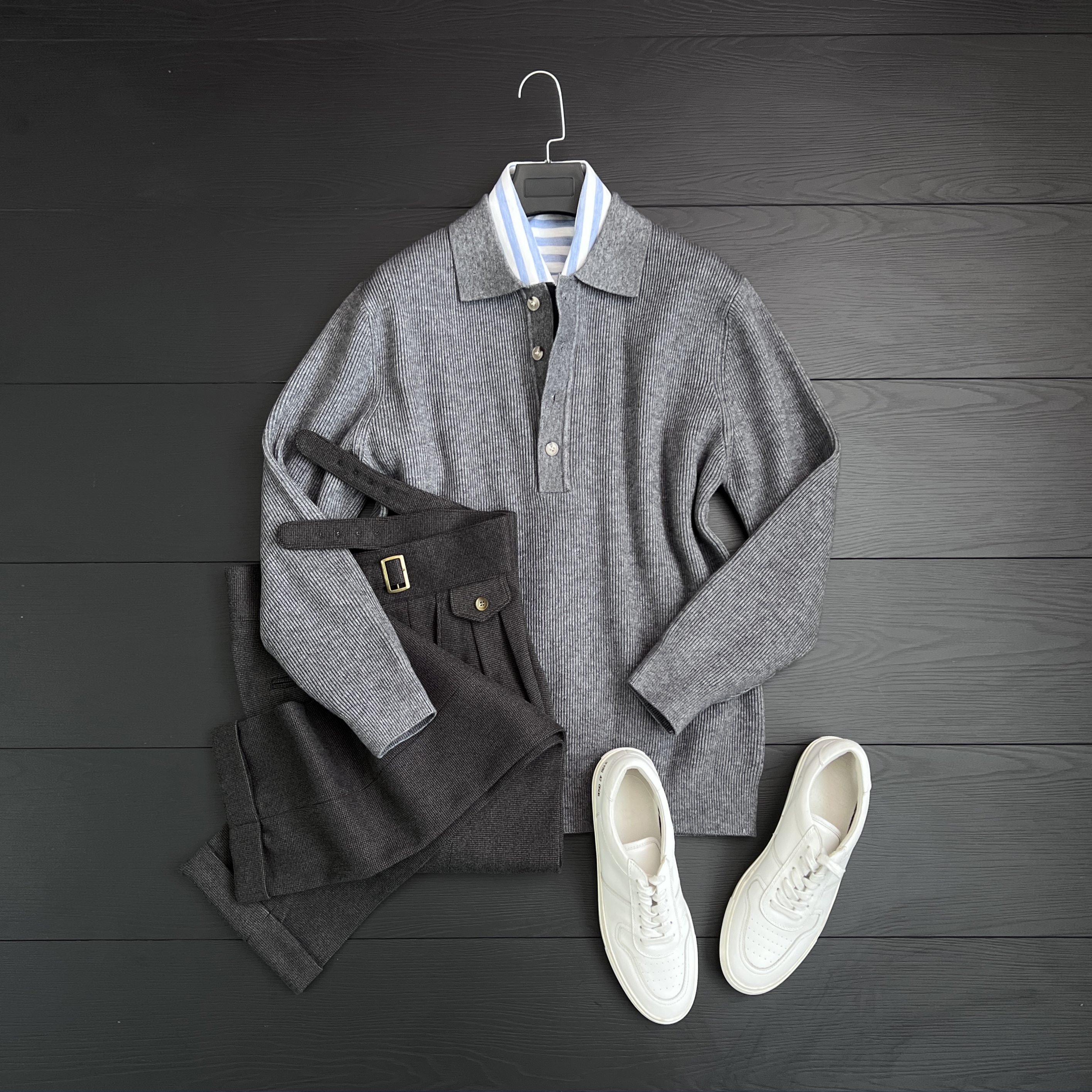 绵羊毛针织POLO衫毛衣男