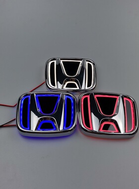 适用于5D车标灯本田飞度奥德赛思域雅阁后尾车标改装led灯发光标