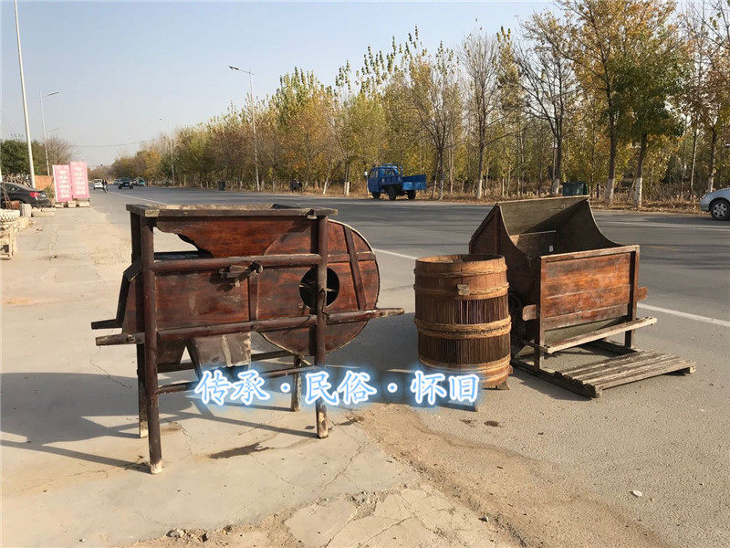民俗怀旧老物件旧时农耕文化博物馆旧农具老风车扇车老打稻机砻子