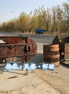 民俗怀旧老物件旧时农耕文化博物馆旧农具老风车扇车老打稻机砻子